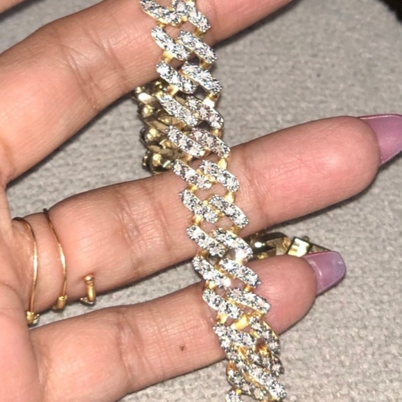 10k solid gold 3ct REAL DIAMONDS Cuban link bracelet NOT CZ NOT PLATED BEST GIFT - Picture 4 of 7